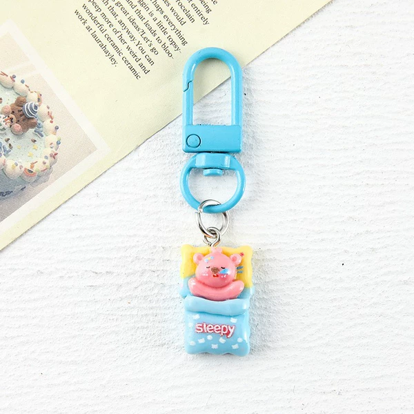 Cartoon resin keychain pendant/sleeping little beaver