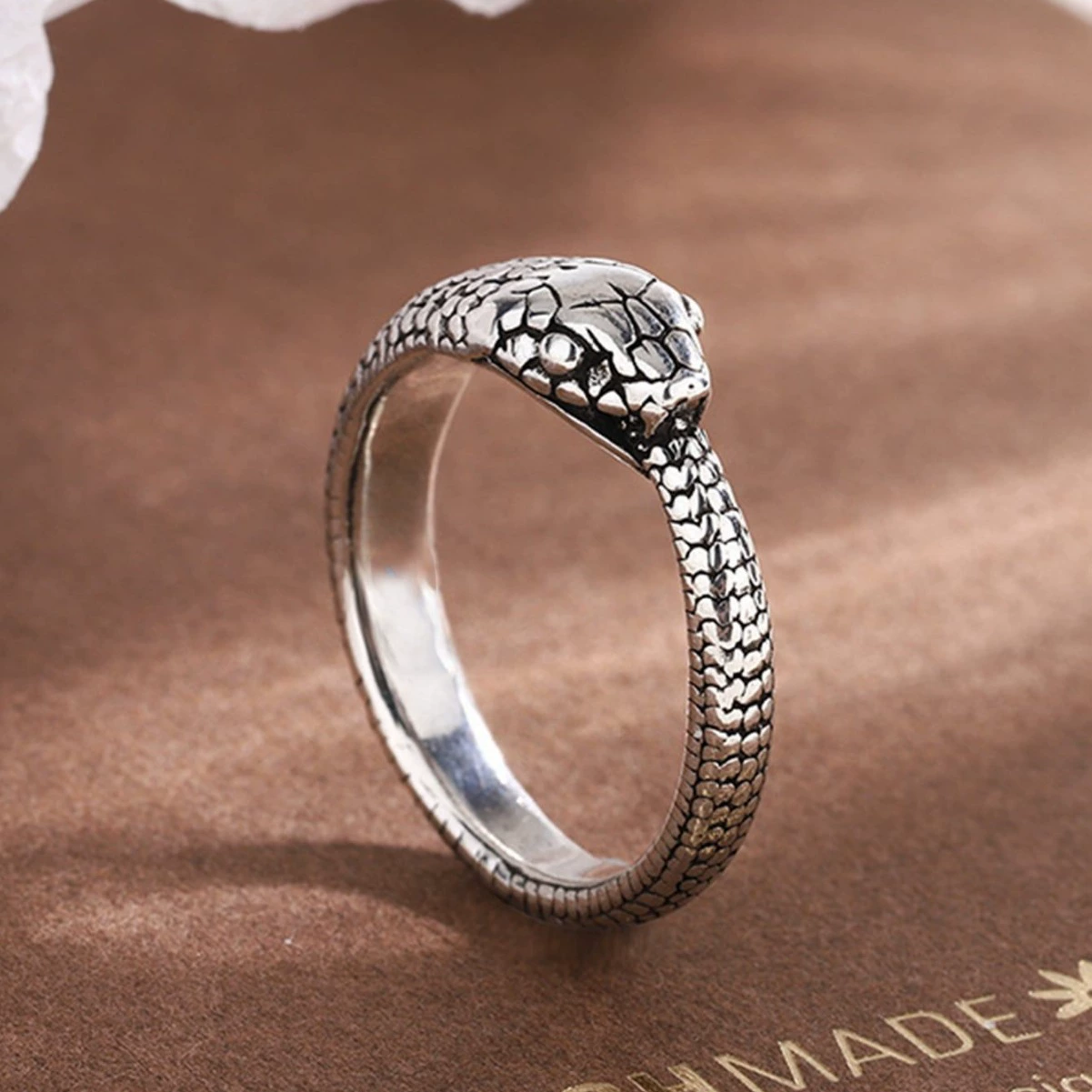 Adjustable Snake Ring, Thai-Style Silver & Copper, Personalized Open Band, Index Finger