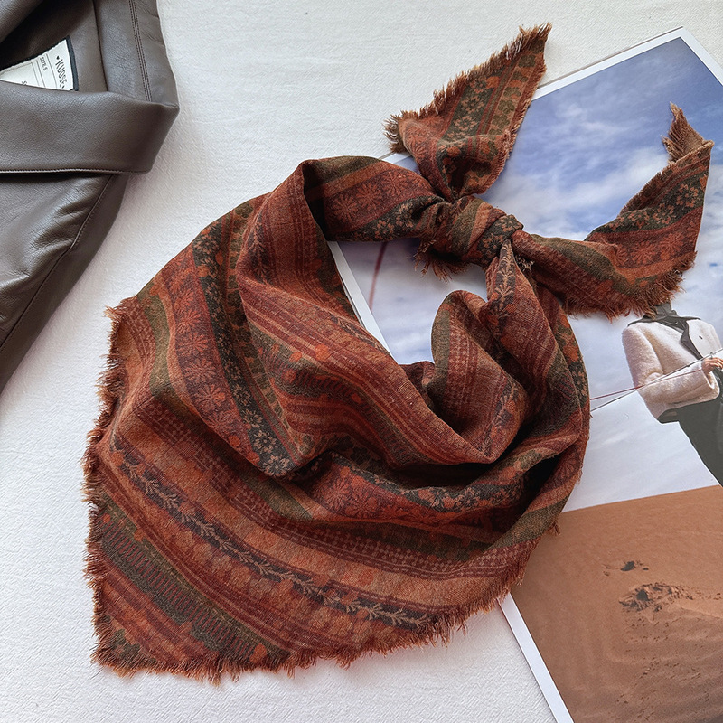 New Vintage Old Dressed Triangle Scarf Women's Bohemian Stacked Wearing Belt Turban Photo Small Scarf