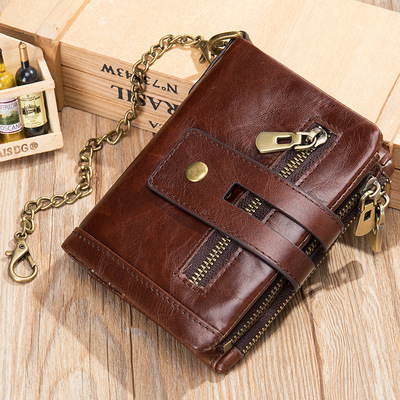 男士钱包短款真皮拉链多功能卡包牛皮2021新款爆款男式皮夹子钱夹