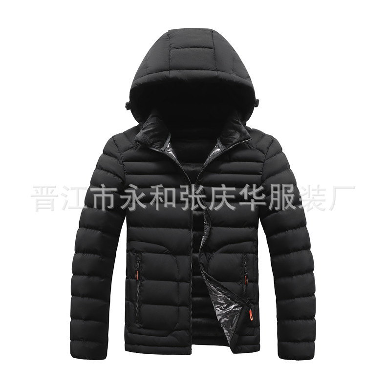 Transfronterizo abrigo de costilla elástica de cuatro lados para hombres forrado de lana engrosado abrigo de algodón acolchado con capucha abrigo de algodón acolchado raqueta algodón europeo y americano Comercio exterior al por mayor