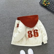 女童加绒外套秋冬2025新款儿童时尚撞色中小童加厚冬季小女孩上衣