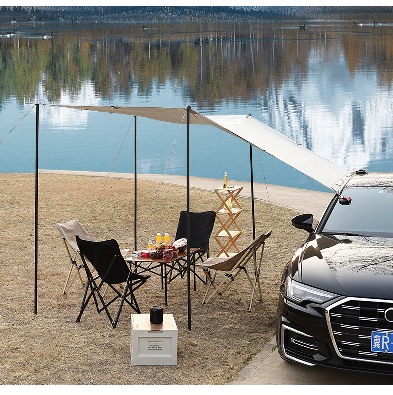 Car Side Canopy Sunshade Outdoor Camping Sunshade Canopy Car Side Canopy Black Plastic Sun Protection and Rainproof Canopy