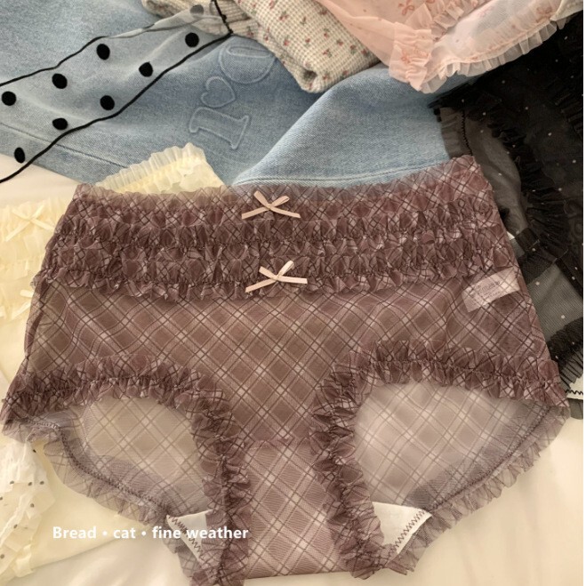 French-style cake trim, sweet and charming, with a touch of sexy lace, women's mid-waist panties, pure cotton crotch, thin and lightweight triangle briefs French-style cake trim, sweet and charming, with a touch of sexy lace, women's mid-waist panties, pure cotton crotch, thin and lightweight triangle briefs