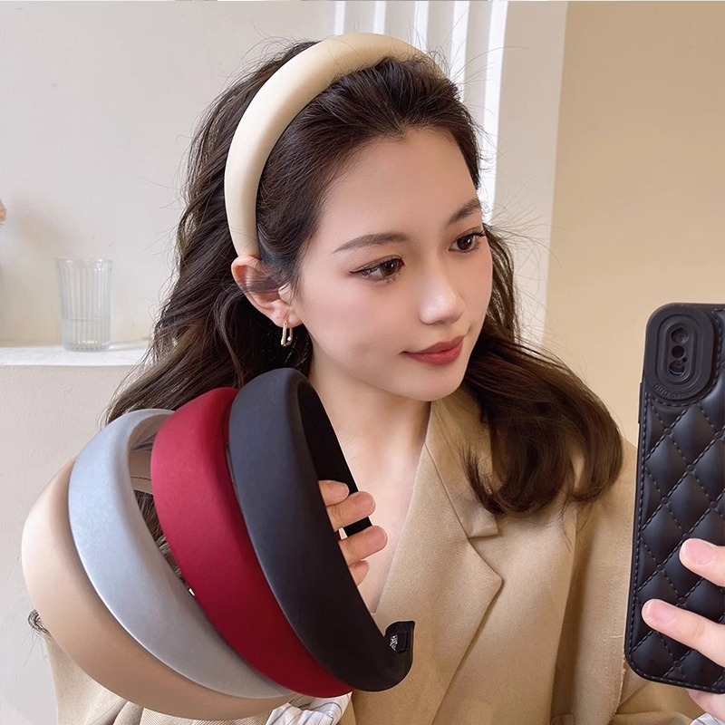 ins ~ sensación de alta calidad esponja banda de cabello para mujeres bordes anchos cabeza de cráneo alto simple abrazadera de cabello red rojo 2023 nueva cabeza