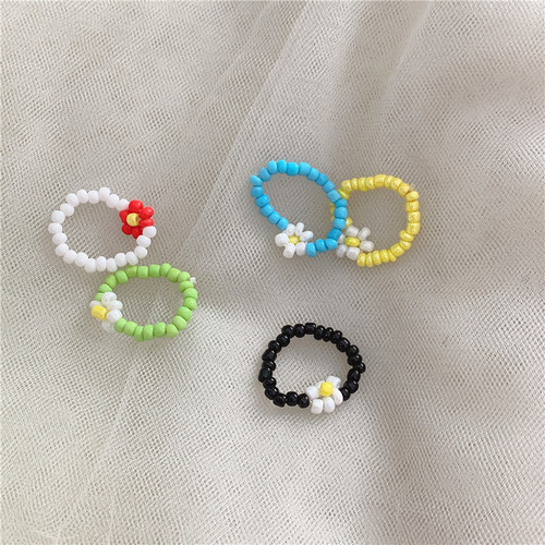 Elegant and Minimalist Small Bead Flower String Ring with Ins Style, Small Zouju Lotus Index Ring for Students, Female Tail Ring