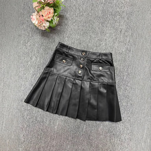 2025早春新款绵羊皮真皮短裙女半身皮裙百褶群百搭显瘦A字裙子女