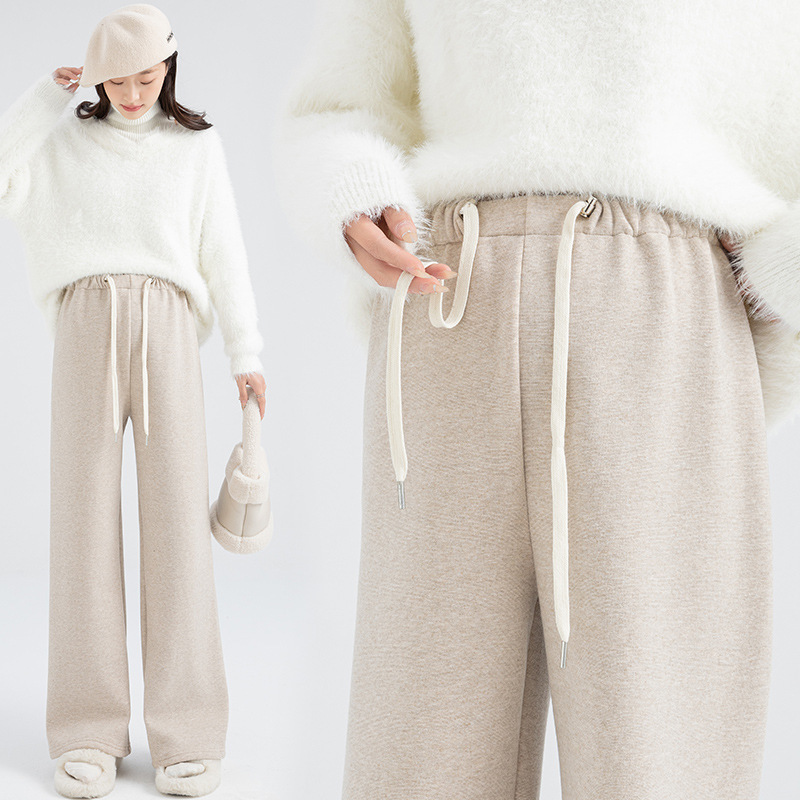 Maternity pants that can also be worn after giving birth 2024 autumn and winter New pregnant women's loose wide-leg pants without belly support drawstring