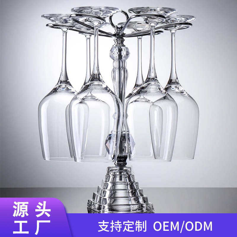 Portavasos de vino de cristal importados colgantes colgantes al revés adornos de mesa para el hogar, lujo ligero, estante de almacenamiento de copa simple de alta gama image 1
