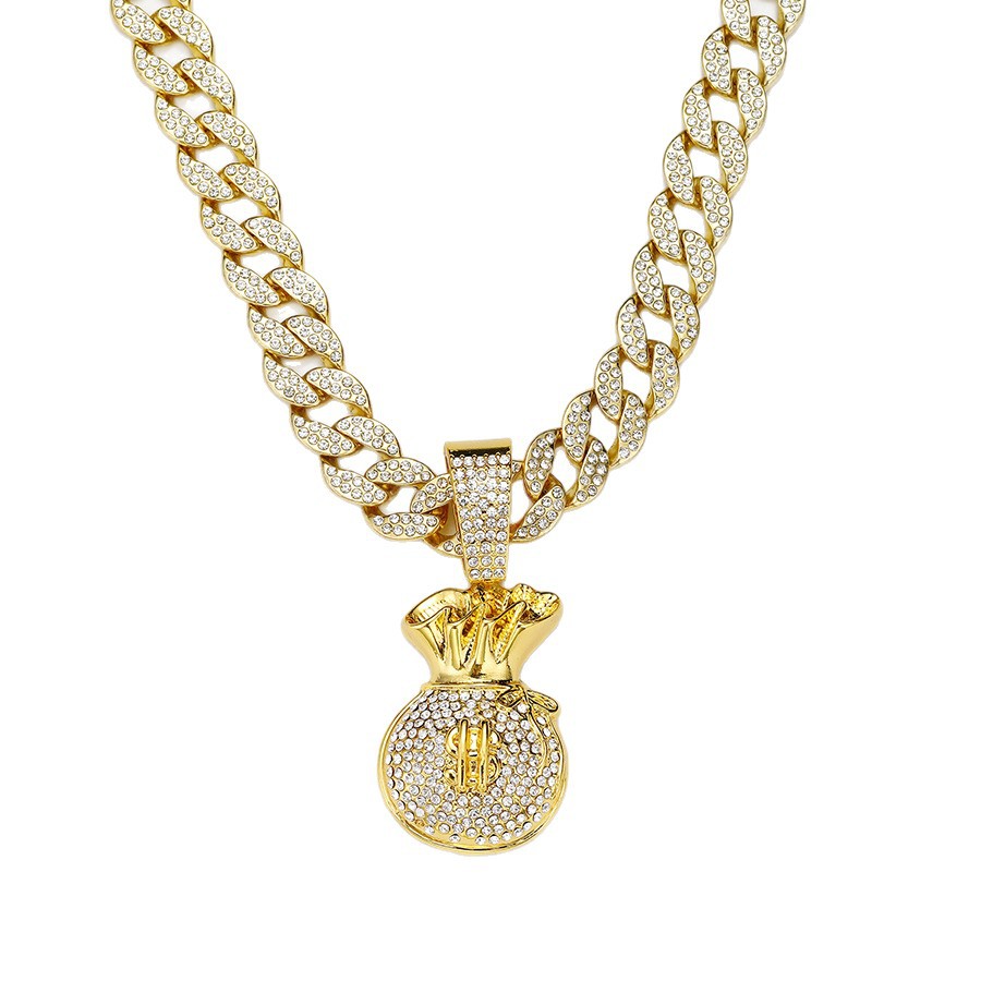 Transfronterizos nuevos de aleación de los hombres europeos y americanos de la aleación de diamantes colgante collar de moda de todos los partidos de hip hop collar