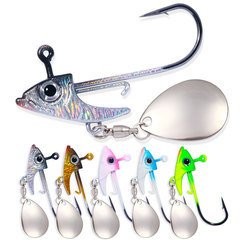 Fish-shaped hook, fish-head lead head hook with blood groove, Sanben three-hook design, luminous fish-eye lure hook, artificial bait for sea bass, soft bait, and biomimetic lure