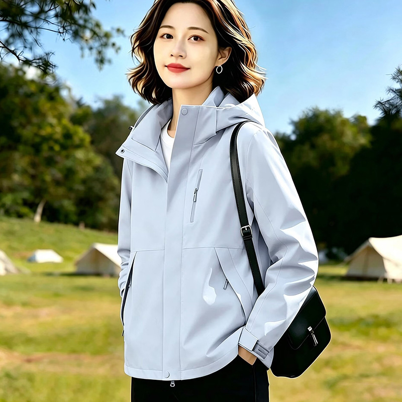 High-quality, women's-style windbreaker jacket, 2026 new collection, suitable for spring and autumn, loose-fitting, casual, and with a detachable hood
