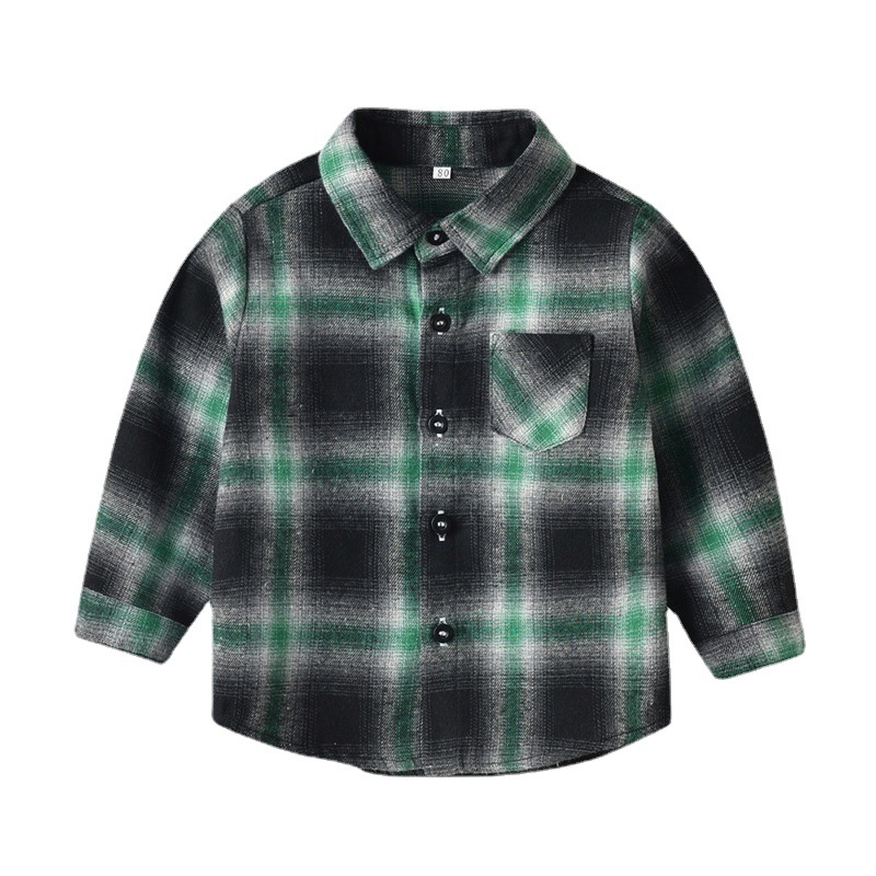 Comercio exterior ropa infantil de otoño coreana para hombres y mujeres bebés camisas de moda a cuadros para niños chaquetas de algodón multicolor niños