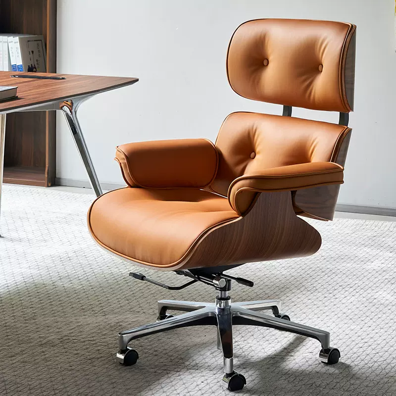 伊姆斯老板椅真皮办公室可躺书房电脑椅家用转椅舒适久坐办公椅子