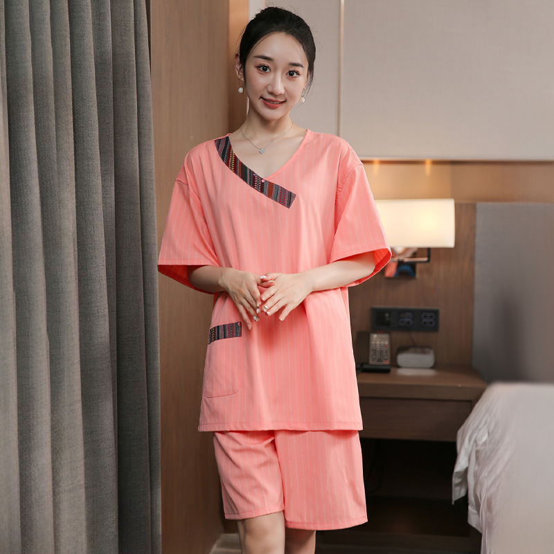 미통 스트라이프 오렌지 반꽃무늬 칼라