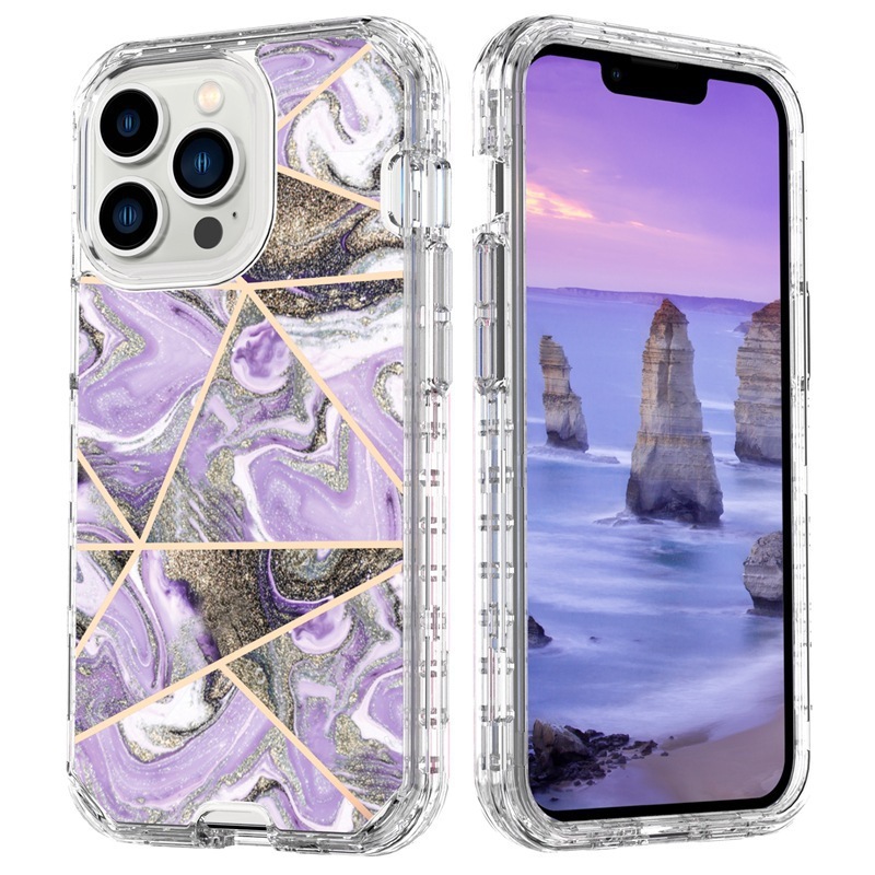 适用iPhone17Promax手机壳电镀大理石纹IMD苹果16三合一15保护套x|undefined