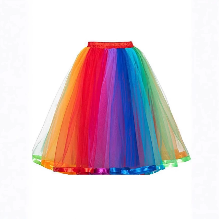 Амазонка для взрослых Хэллоуин Рождественская вечеринка выпускной вечер радуги многослойная сетчатая юбка tutu бюст пушистый юбка
