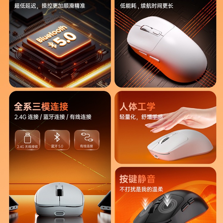 Lightweight mute wireless mouse, laptop charging, bluetooth