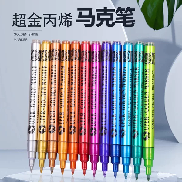 Guangna 1103 Super Gold Acrylic Marker Waterproof Metallic Paint Pen High Gloss Signature Pen Painting Gold and Silver Pen