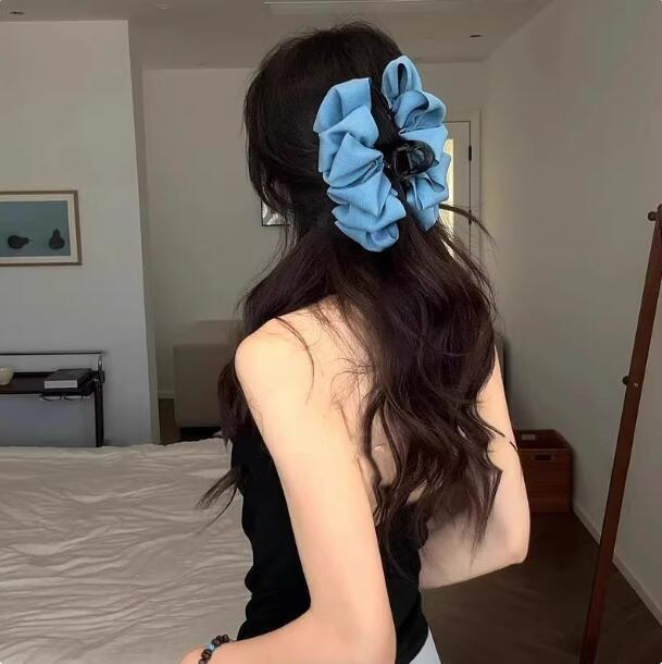2025新款韩百搭高档蓬松云朵泡泡抓夹女大号蝴蝶结盘发鲨鱼夹发夹|undefined