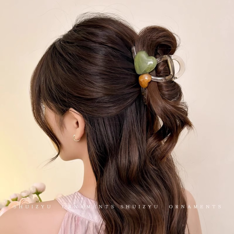 De alta calidad de felpa marrón horquilla hacia atrás cabeza clip de pelo tocado femenino otoño e invierno Gran Tiburón peludo horquilla