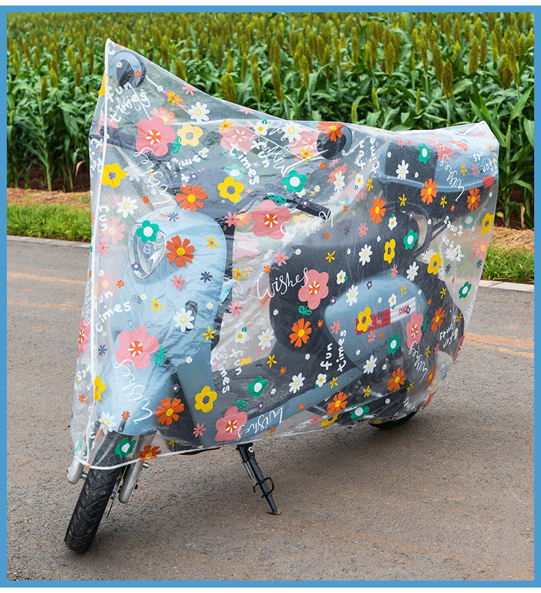 PEVA electric scooter cover, waterproof, dustproof, and dirt-resistant, transparent motorcycle cover, electric vehicle cover, motorcycle cover