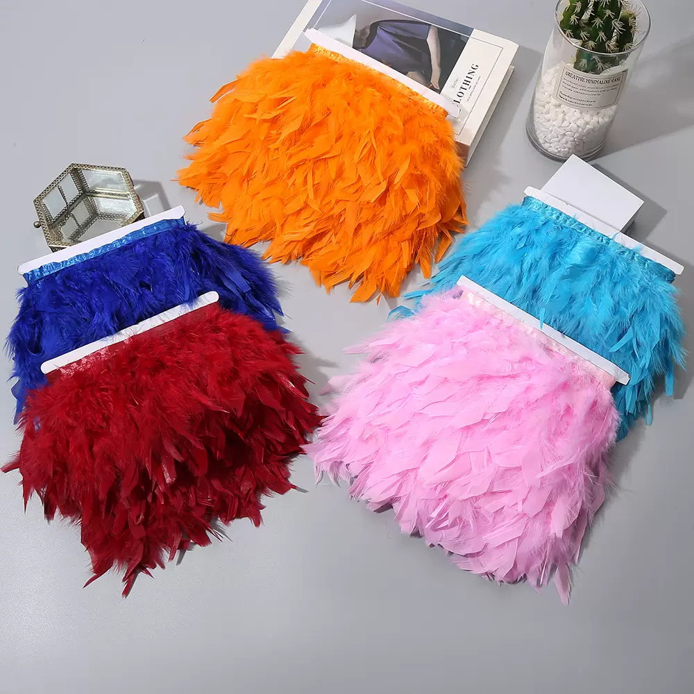 羽毛批发火鸡毛布带火片布条diy花边舞台娃娃服装辅料羽毛布条