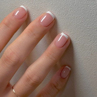 24 European and American Wearable Nail Nail Nail Wear Short French Fake Nail Extension Removable Nail Wholesale
