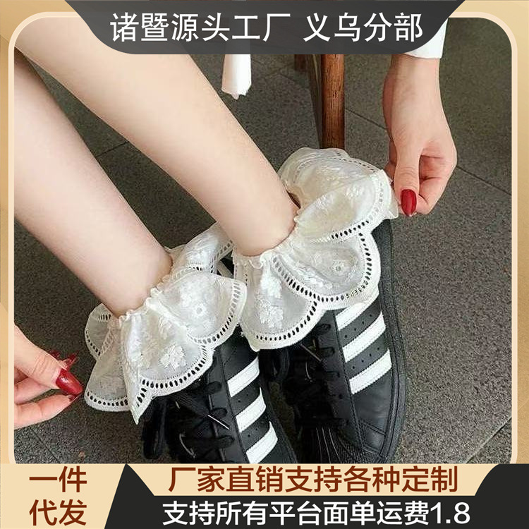 春夏の女性用ソックス、白いレースソックス、ショートソックス、韓国風万能スイートミッドカーフソックス、日本製パイルソックス|undefined