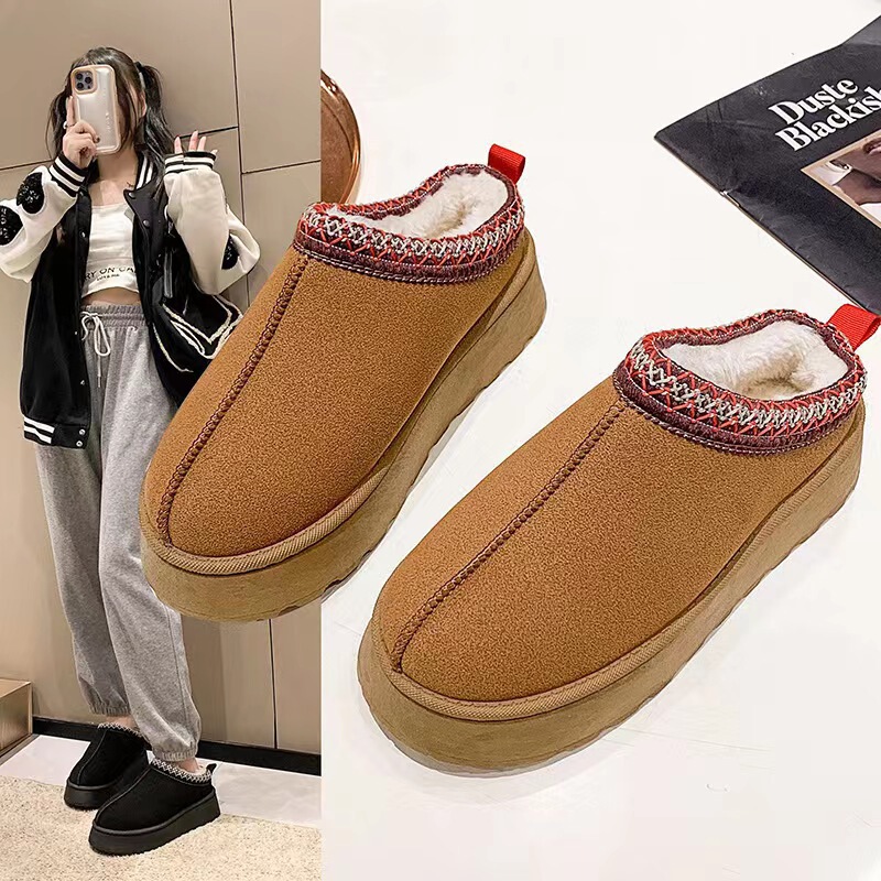 European and American women's shoes snow boots women's winter New Fashion integrated closed toe slippers platform plush cotton shoes women European and American women's shoes snow boots women's winter New Fashion integrated closed toe slippers platform plush cotton shoes women