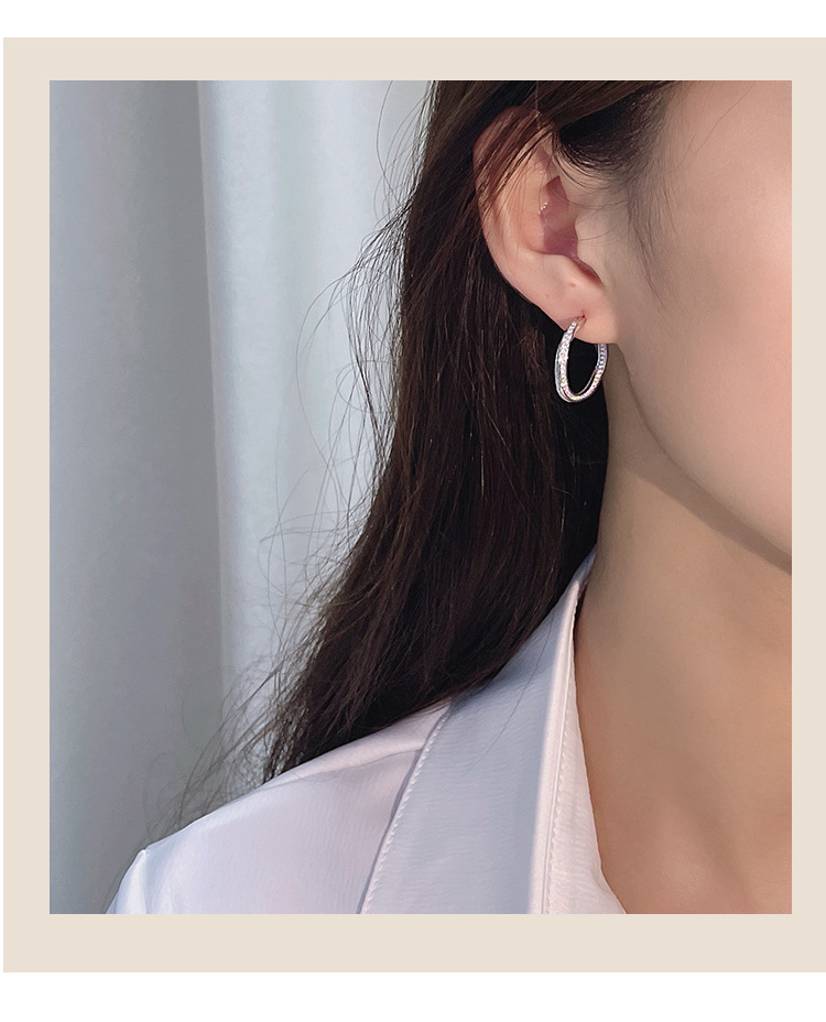 1 Pair Simple Style Geometric Solid Color Plating Sterling Silver Hoop Earrings display picture 4