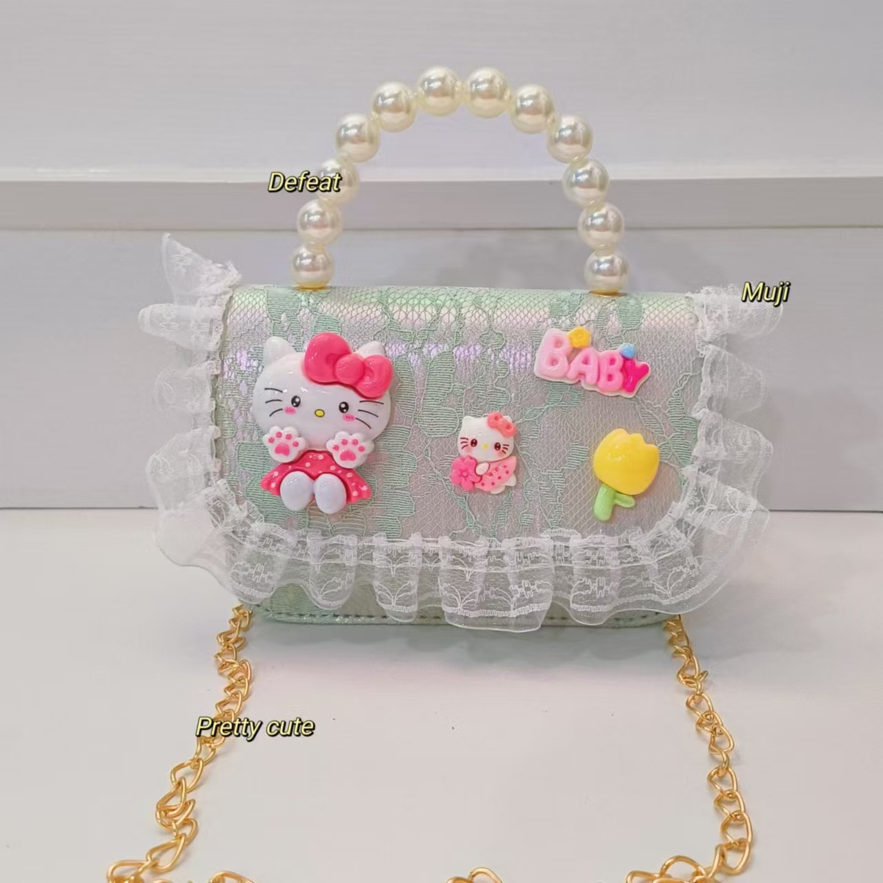 Cartoon KT feline bolso bolso de perla bolso de hombro mochila bolso de cambio bolso de cadena bolso pequeño bolso cuadrado bolso para niños