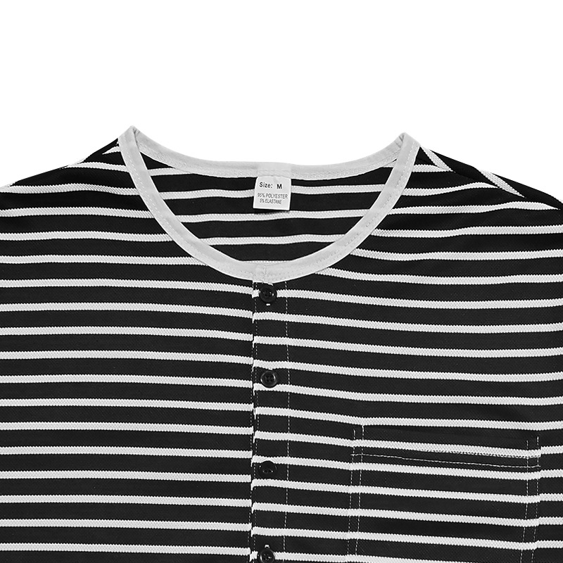 Vīriešu rudens un ziemas krekls ar garām piedurknēm un ikdienišķu horizontālu svītru krekls ar Henry rakstu_voghion.com