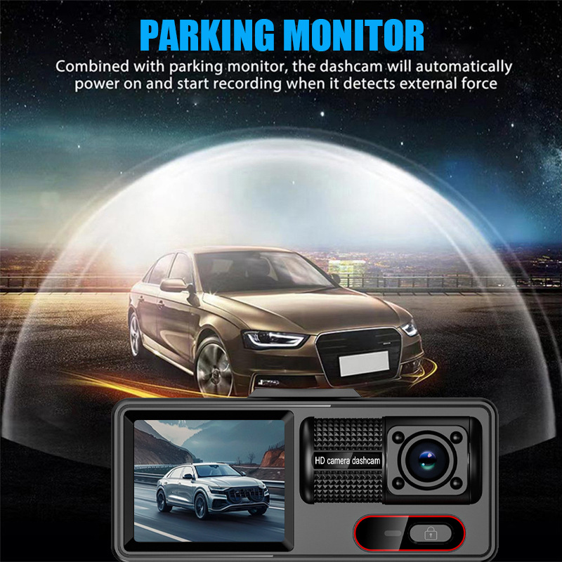 Cross-Border 1080P Three-Lens Driving Recorder Wifi Mobile Phone Interconnection 2inch High-Definition Screen Car Recorder