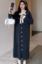 2025新款秋冬季毛衣连衣裙小香风300斤胖mm大码孕妈妈高级感穿搭