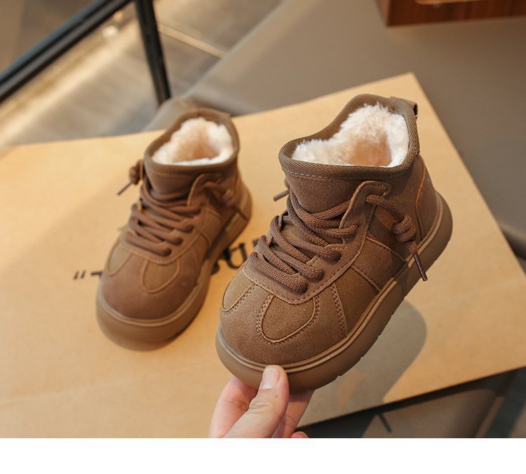 Girls' Snow Boots 2025 Winter New Children's Cotton Shoes Kapibara Big Toe Fleece Lined Thickened Parent-Child Loafers_voghion.com