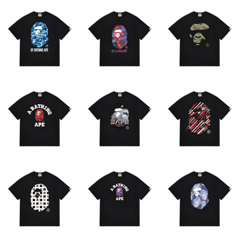 Cross-Border Exclusive Supply Japanese Trendy Brand Camouflage Print Round Neck Pullover Large Size Loose Short-Sleeved Youth T-Shirt Summer T-Shirt
