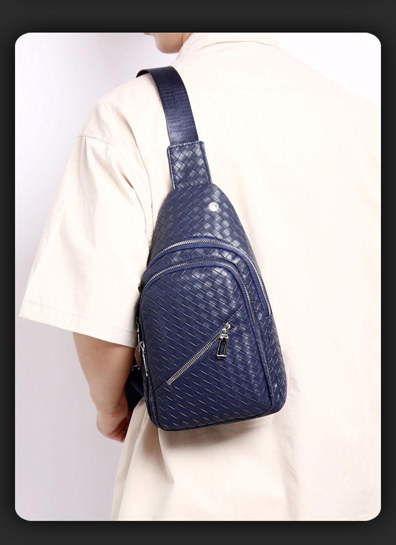 New trendy men's PU soft leather chest bag, simple single-shoulder bag, waterproof casual business crossbody bag, coin purse wholesale undefined