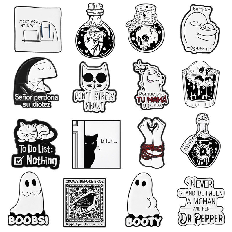 Multi-Style Funny Text Set Brooch Wholesale Fun Cartoon Elements Clothing Accessories Pin Badge Wholesale