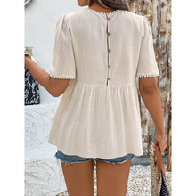 P 95398 Ruffle Crew Neck Women's Blouse ��߅�A�I����Ůʿ�r��