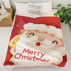 跨境爆款圣诞节法兰绒毛毯 印花办公室午睡毯 批发冬季保暖沙发毯