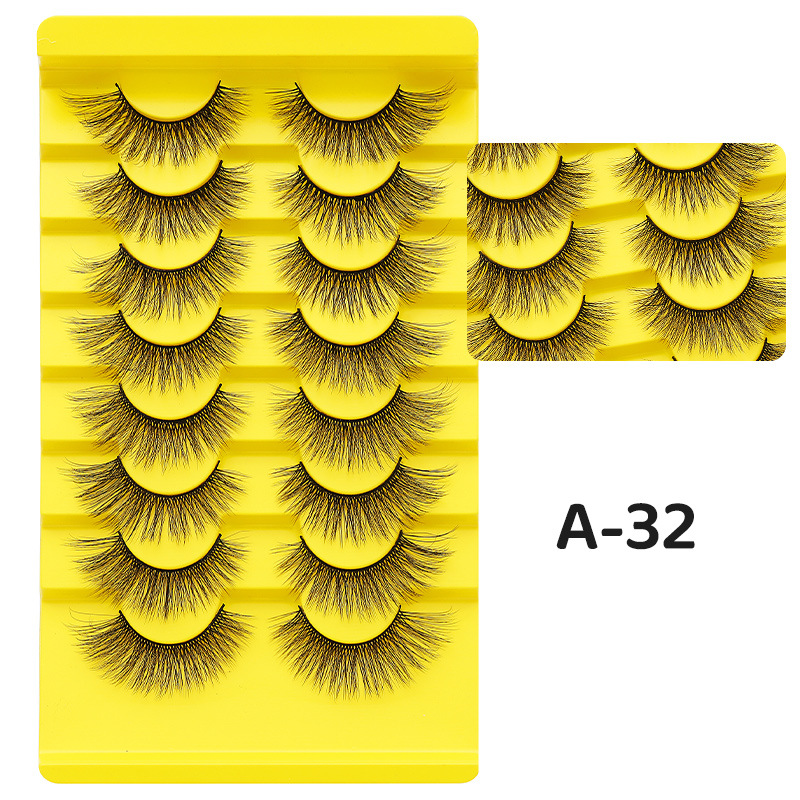 DINGSEN fuente transfronteriza fábrica pestañas falsas 8 pares de pestañas naturales gruesas de gran volumen LOGO