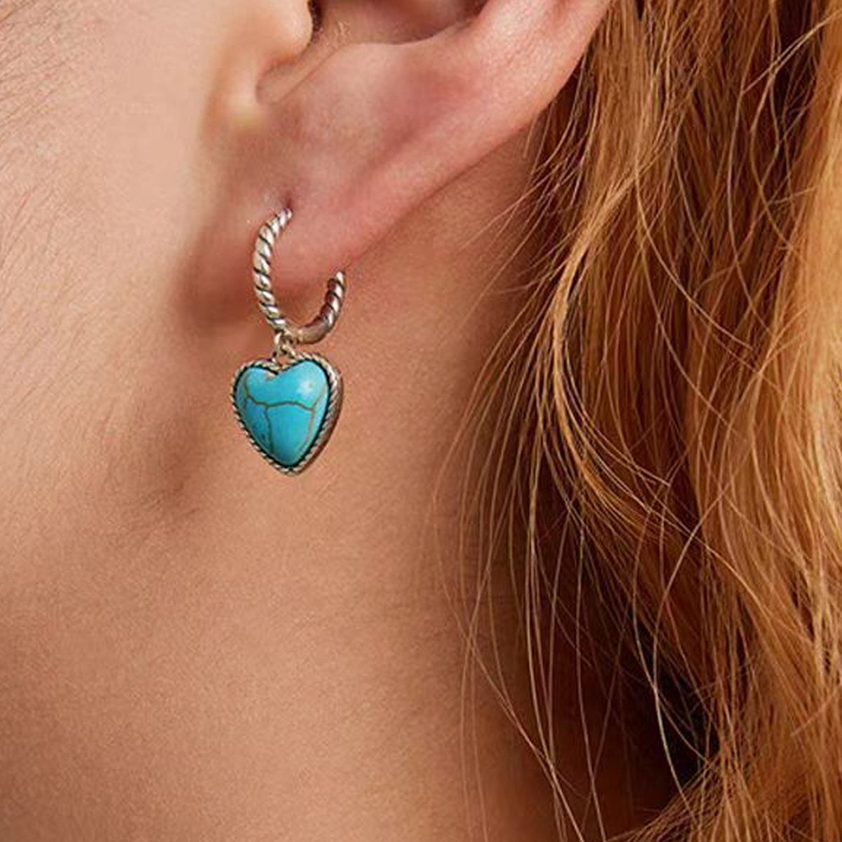 retro bronze turquoise cute pendant