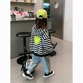 童装2026秋装新款儿童连帽开衫卫衣女童春秋条纹外套宝宝洋气上衣
