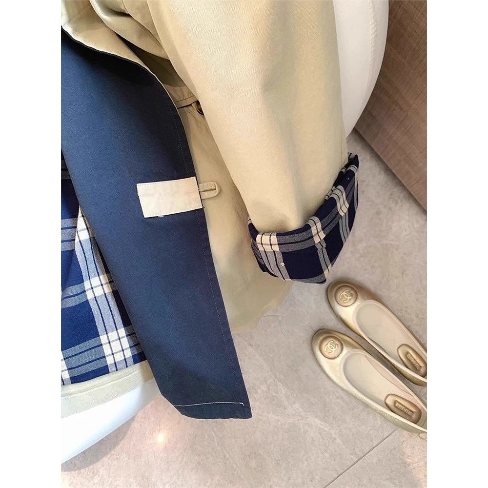 New Women's Trench Coat, Loose And Versatile, New Style With A Turn-down Collar, Plaid Coat For Women_voghion.com