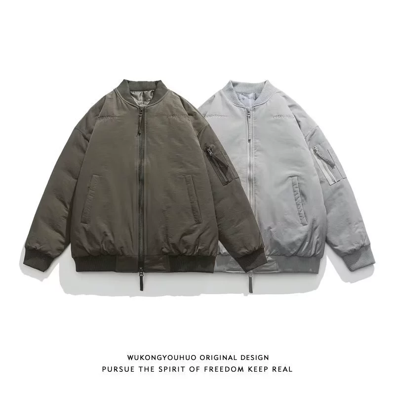 Winter retro baseball uniform for men and women, fashionable jacket, with embroidery, oversize