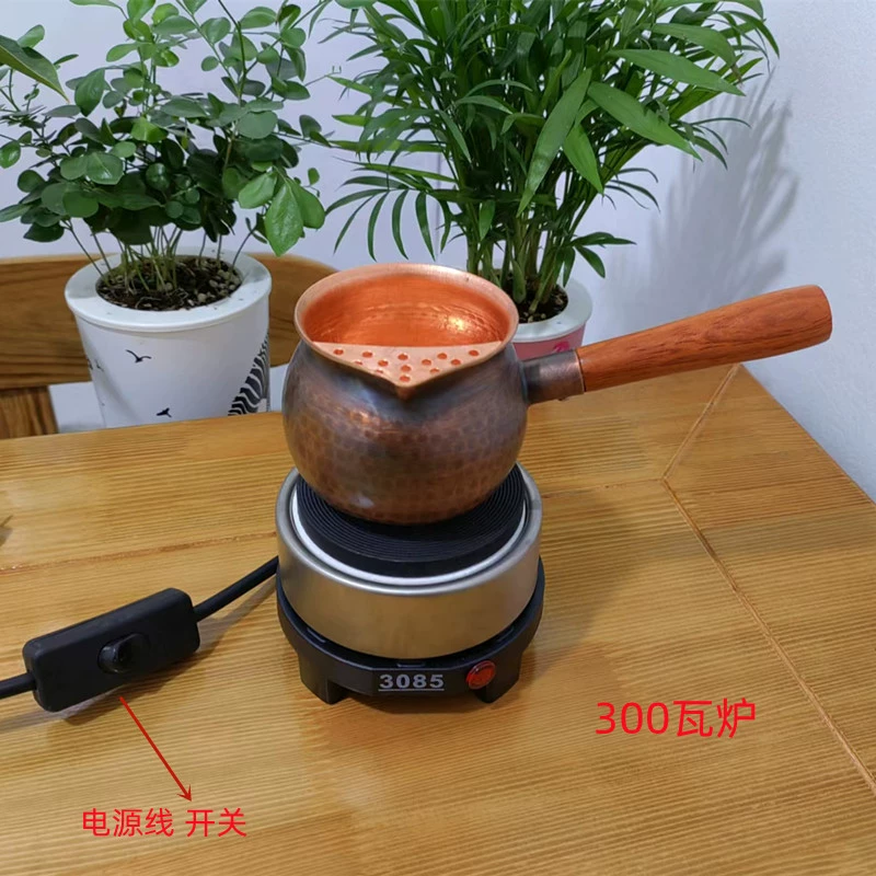 Утолщенная чашка из чистой меди с боковой ручкой, медный горшок с длинной ручкой, медная канистра, медный чайник, набор для заваривания чая в канистре Гансу Шаньси Сиань.