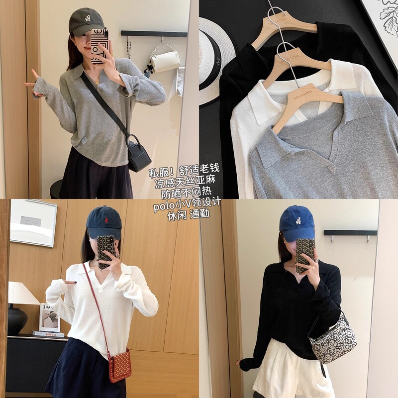 KS93老钱私服！凉感天丝亚麻polo领松弛防晒罩衫夏季透气上衣|undefined