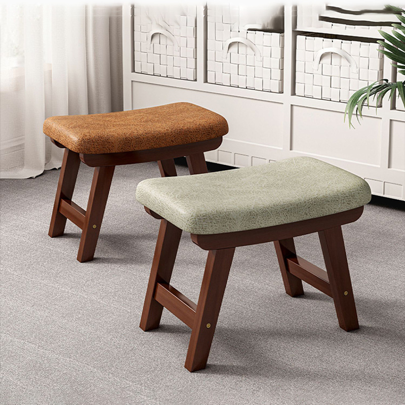 Taburete de madera maciza para el hogar, taburete bajo para la sala de estar, banco pequeño creativo y sólido para adultos, taburete de sofá simple, taburete para zapatos de red