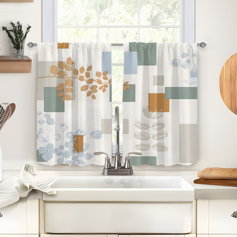 2pcs kitchen short curtain cartoon pattern cross-border hot selling factory direct supply 3D digital printing waterproof and oil-proof